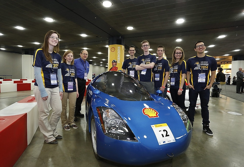 Cedarville University students took their UrbanConcept entry for Shell Eco-marathon Americas to the track at Detroit's NAIAS.