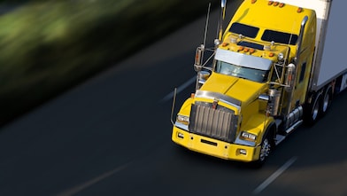 yellow big rig truck