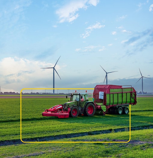 Harvester in field