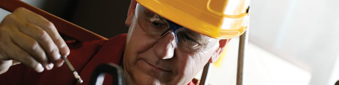 shell worker with helmet