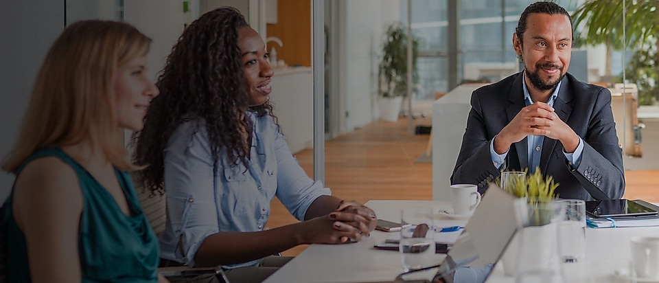 Group of people having a meeting in an office