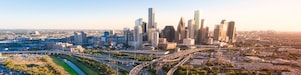 Busy highway with a city in the background