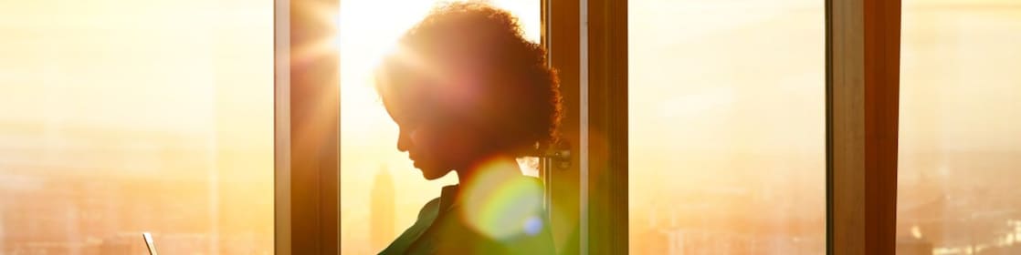 Woman holding a laptop