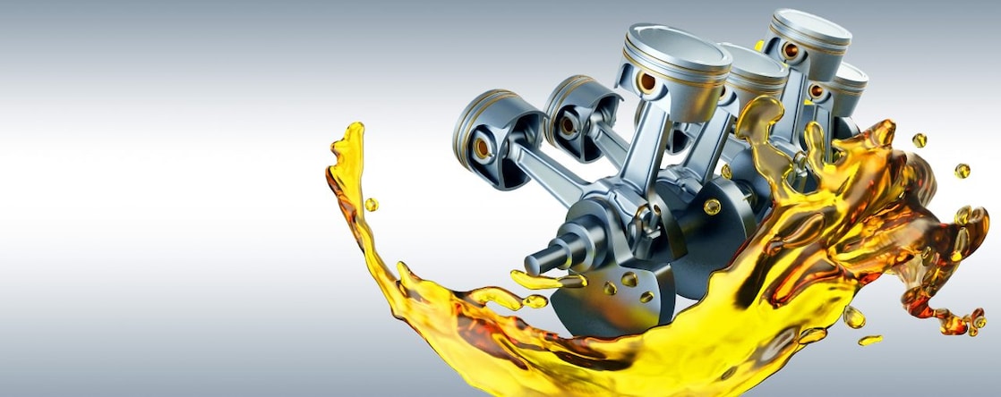 Still animation of Shell’s market-leading lubricant splashing on a car engine.