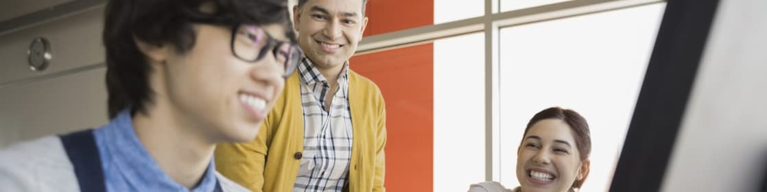 Students and teacher in computer lab