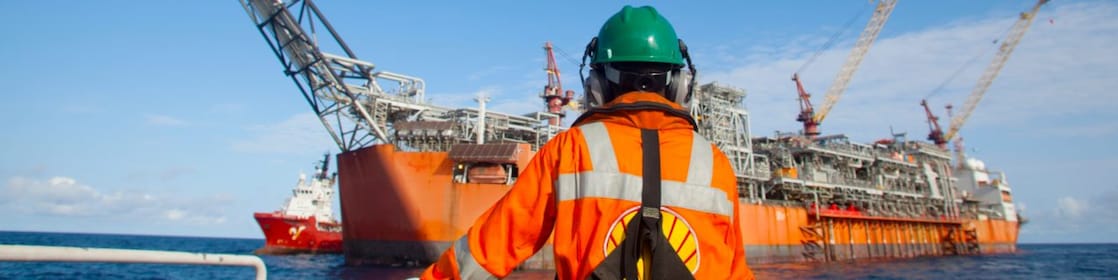 Shell employee viewing ship from long distance