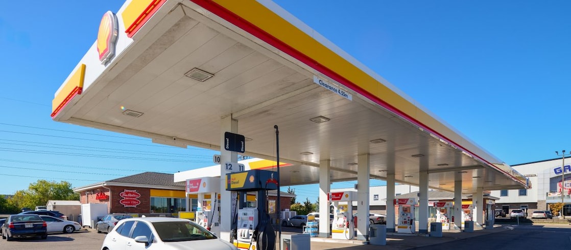 Car parked at Shell station
