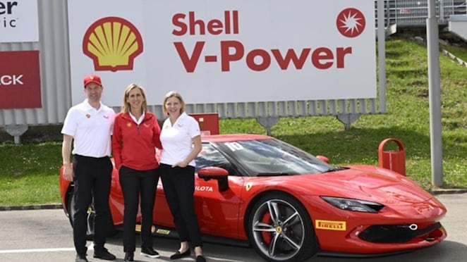 Shell Executives unveil the new Shell V-Power NiTRO+ Premium Gasoline alongside our innovation partners, Scuderia Ferrari in Maranello, Italy.
