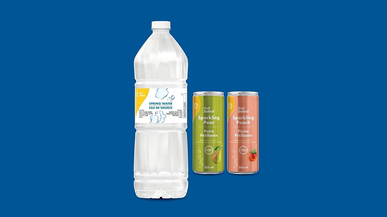 Obtenez 5 milles AIR MILESMD en prime à l’achat de deux (2) bouteilles d’eau de 1 L ou de jus pétillants de 285 mL Shell Select