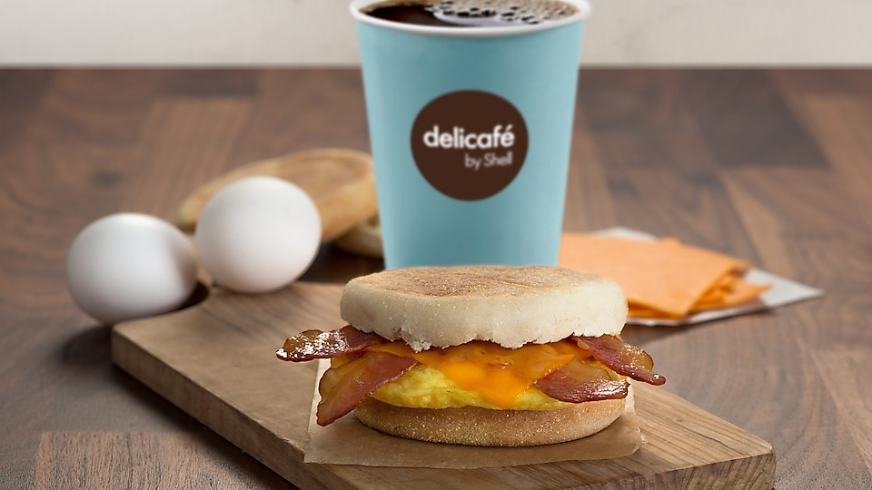 delicafe by Shell bacon and egg breakfast sandwich