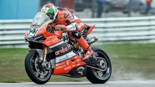 Ducati rider racing on a straight in the superbike world championship