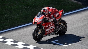 Michele crosses the finish line during the Italian MotoGP