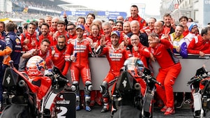 The Ducati MotoGP family celebrates the team's double podium in France