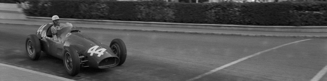 Maurice Trintignant driving his Ferrari Formula 1 car at the Monaco Grand Prix in 1955