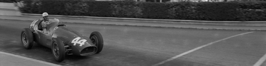 Maurice Trintignant driving his Ferrari Formula 1 car at the Monaco Grand Prix in 1955