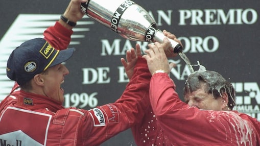 michael schumacher celebrating victory