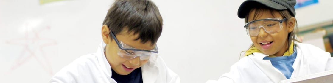 Two students in a science class