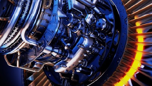 Image of cropped turbine unit with blue hue color