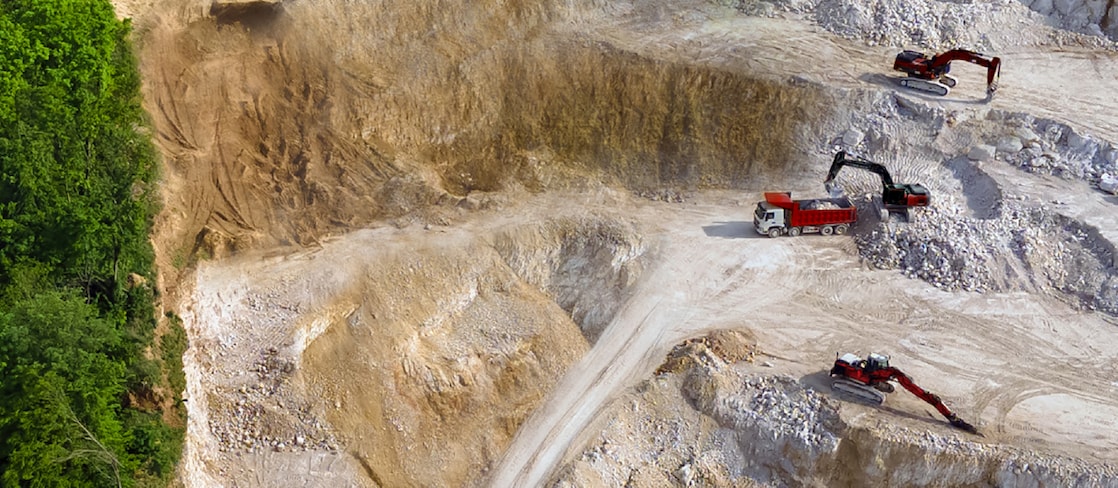 Mining machines in quarry
