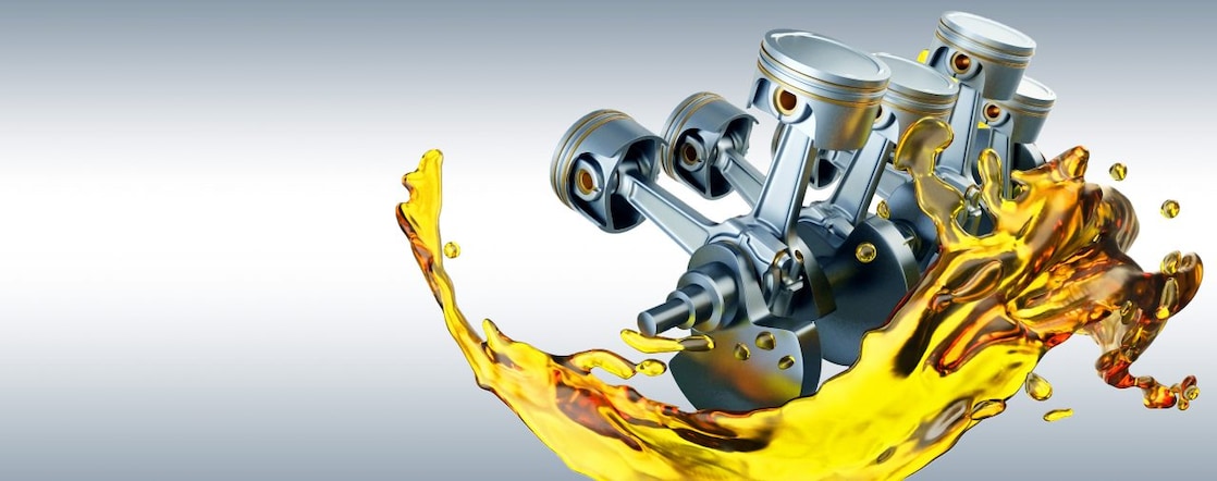 Still animation of Shell’s market-leading lubricant splashing on a car engine.