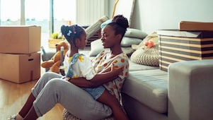 mother and child in the living room