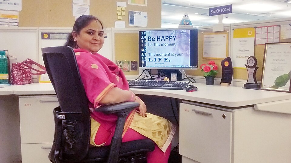 Subapriya Guruprasad à son poste de travail