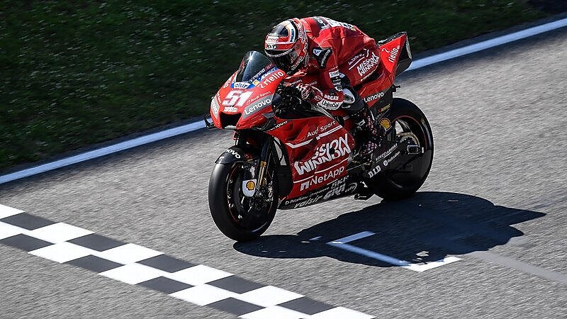 Michele crosses the finish line during the Italian MotoGP