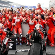 The Ducati MotoGP family celebrates the team's double podium in France