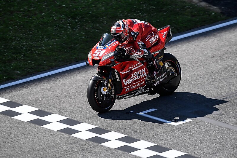 Michele crosses the finish line during the Italian MotoGP