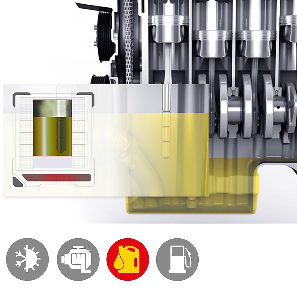 Illustration de la consommation réduite d&rsquo;huile Shell Helix Ultra par rapport à des huiles inférieures